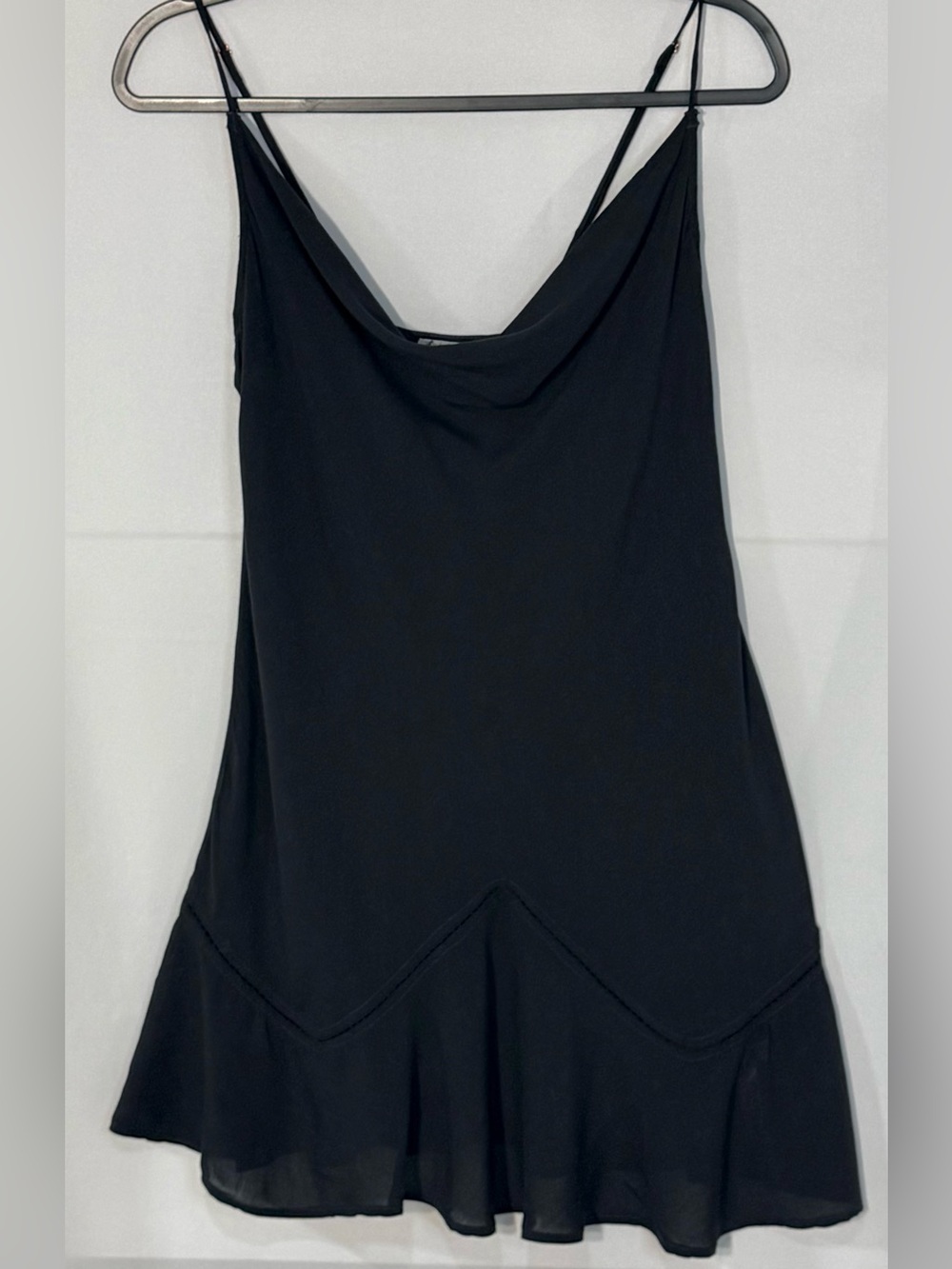 Itimately Free People Black Cowl Neck Slip Dress Ruffle Hem Size S